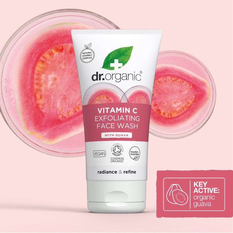 dr.organic د. أورجانيك فيتامين سي لغسول الوجه المقشر | تفتيح وإشراق للبشرة الجافة، غني بفيتامين سي، معتمد عضوي، خالٍ من البارابين وSLS، خالٍ من التجارب على الحيوانات، طبيعي، نباتي، 150 مل / 5 فل أوقية - Image 5